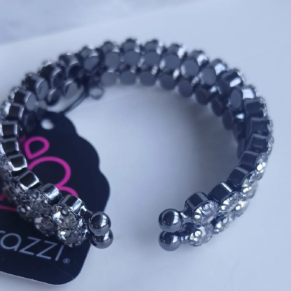 Paparazzi Silver Crystal Bracelet Strech - Picture 4 of 8
